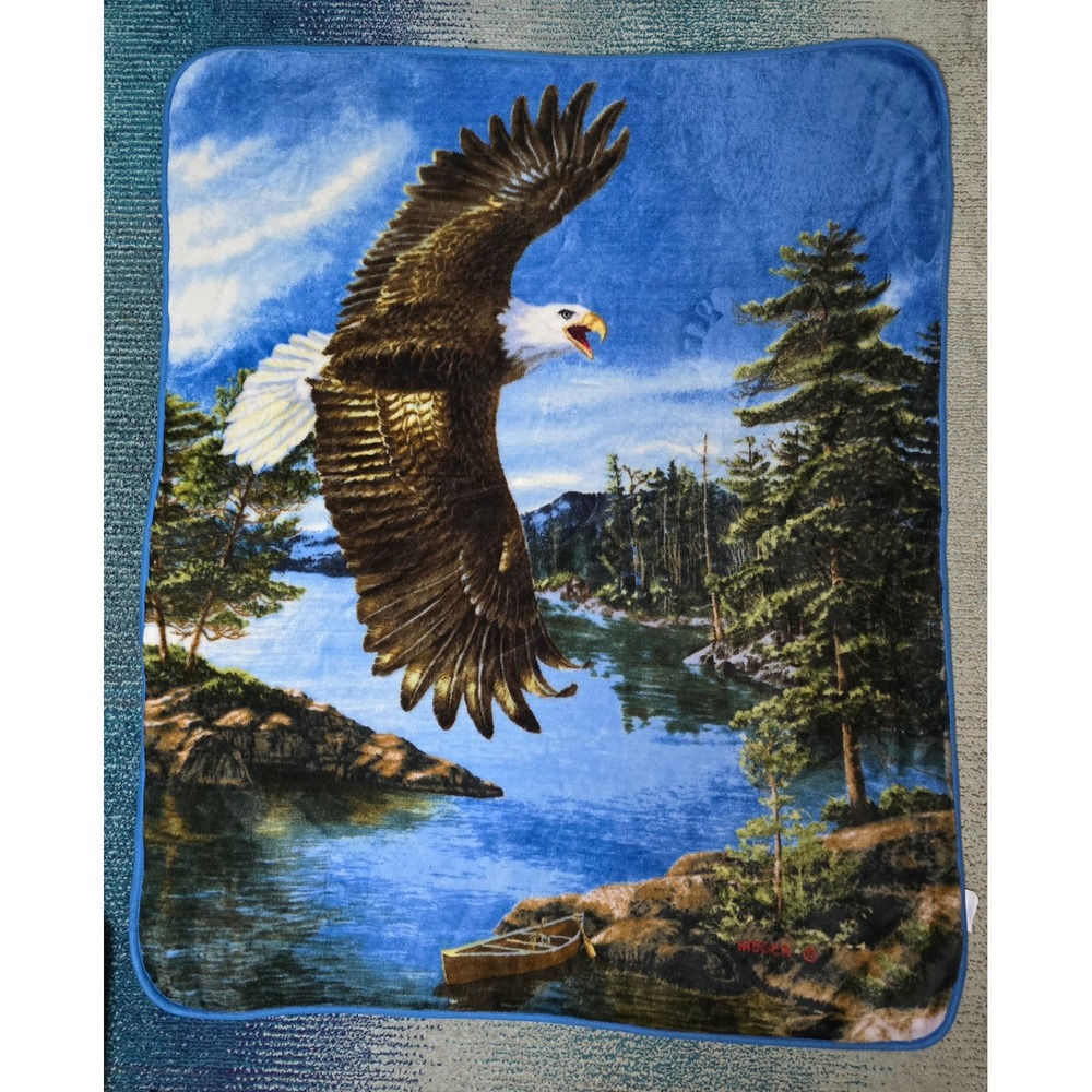Northwest Company Heritage Eagle Blanket 50x60 Bright Deep Bold Colors Fleece
